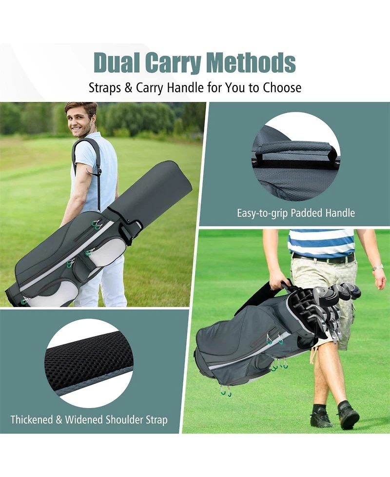 Akiudex Lightweight Golf Cart Bag with 14-Way Dividers and Cooler Pocket