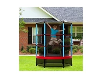 Akiudex 55 Inch Kids Trampoline with Enclosure Net and Foam Padded Poles