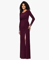 Betsy & Adam Petite Beaded Dress with Long Sleeves