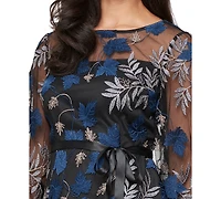 Alex Evenings Women's 3/4-Sleeve Embroidered Blouse