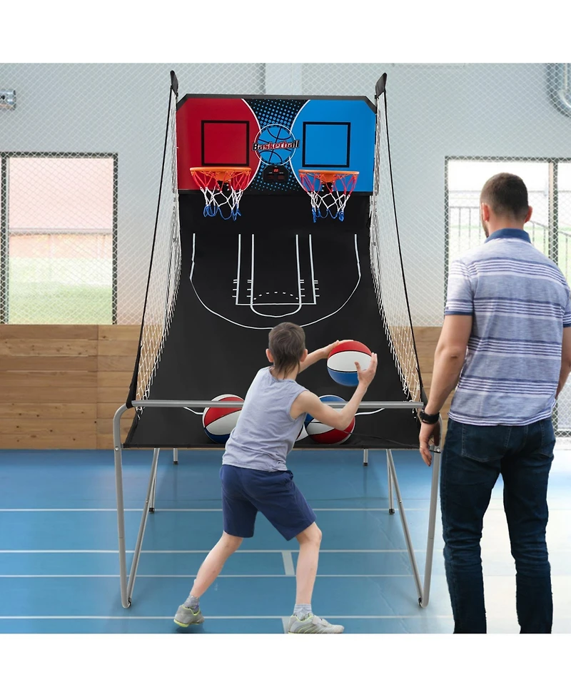 Akiudex Foldable Dual Shot Basketball Arcade Game with 8 Modes and Electronic Scoring