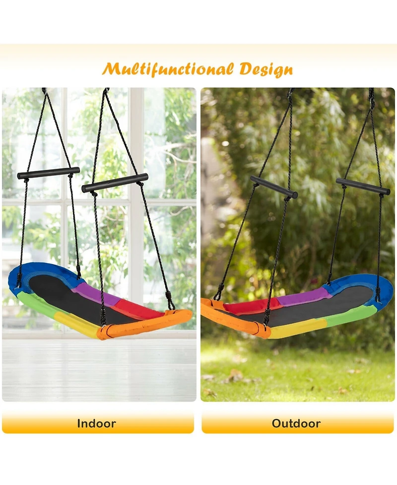 Akiudex Oval Platform Surf Swing with Adjustable Ropes and Foam Handles