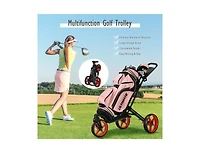 Akiudex Foldable Golf Push Cart with Adjustable Handle and Swivel Wheels