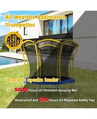 Akiudex 10FT Trampoline with Safety Net and Flower-Shaped Design for Kids