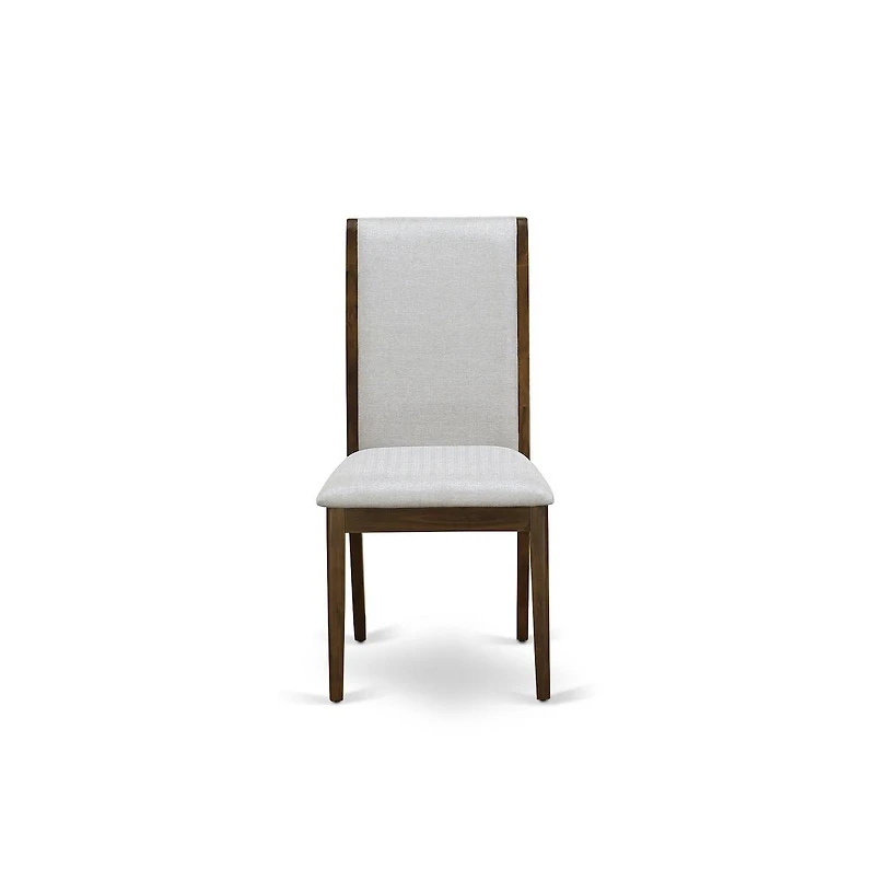 Luxe by East West Furniture 5-Pc Kitchen Table Set A Pedestal Dining Table, 4 Grey Fabric Dining Chairs