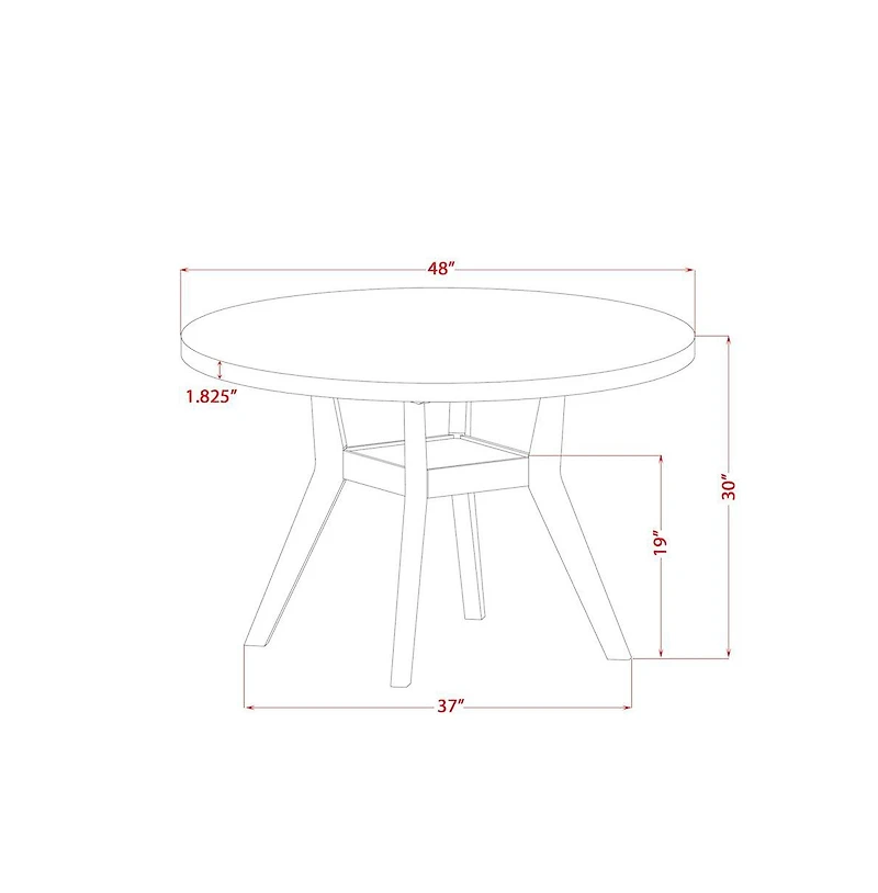 Luxe by East West Furniture 5-Pc Mid-Century Kitchen Set A Pedestal Table, 4 Grey Fabric Kitchen Chairs