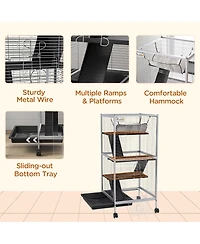 PawHut 4-Tier Small Animal Cage, Ferret Cage Large Chinchilla Cage,