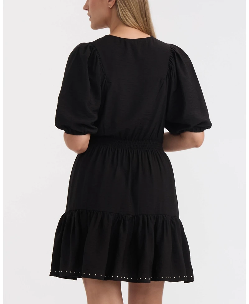 Ellen Tracy Women's Studded Crinkle Dress