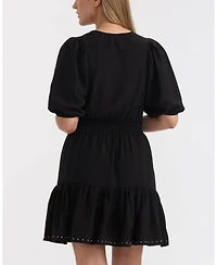 Ellen Tracy Women's Studded Crinkle Dress