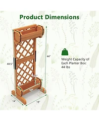 Gymax 2-Tier Raised Planter Garden Wooden Bed w/ 2 Cylindrical Planter Boxes