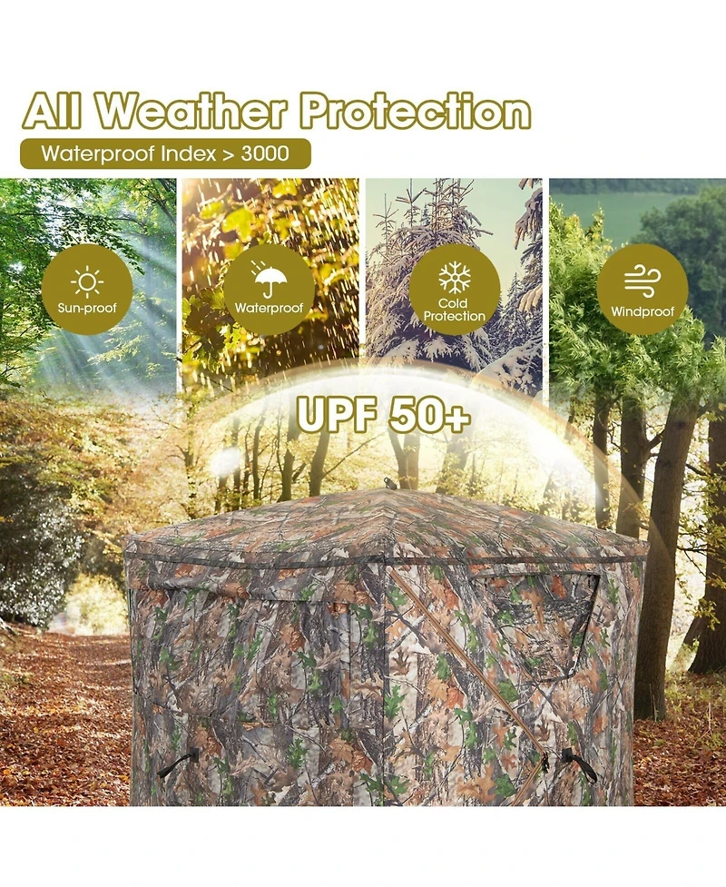 Akiudex 3-Person Pop-Up Hunting Blind with 270 degree View and Camouflage Design
