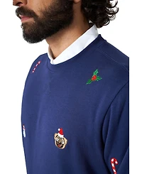 OppoSuits Deluxe Christmas Sweater for Men - X- Mas Icons Black With Stylish Long Sleeve Crew Neck