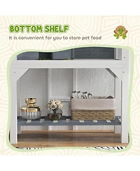 PawHut Tortoise Habitat with Storage Shelf, Wooden Enclosure,