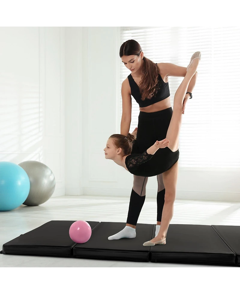 Akiudex Foldable 4-Panel Gymnastics Mat with Carry Handles 8ft x 4ft x 2inch