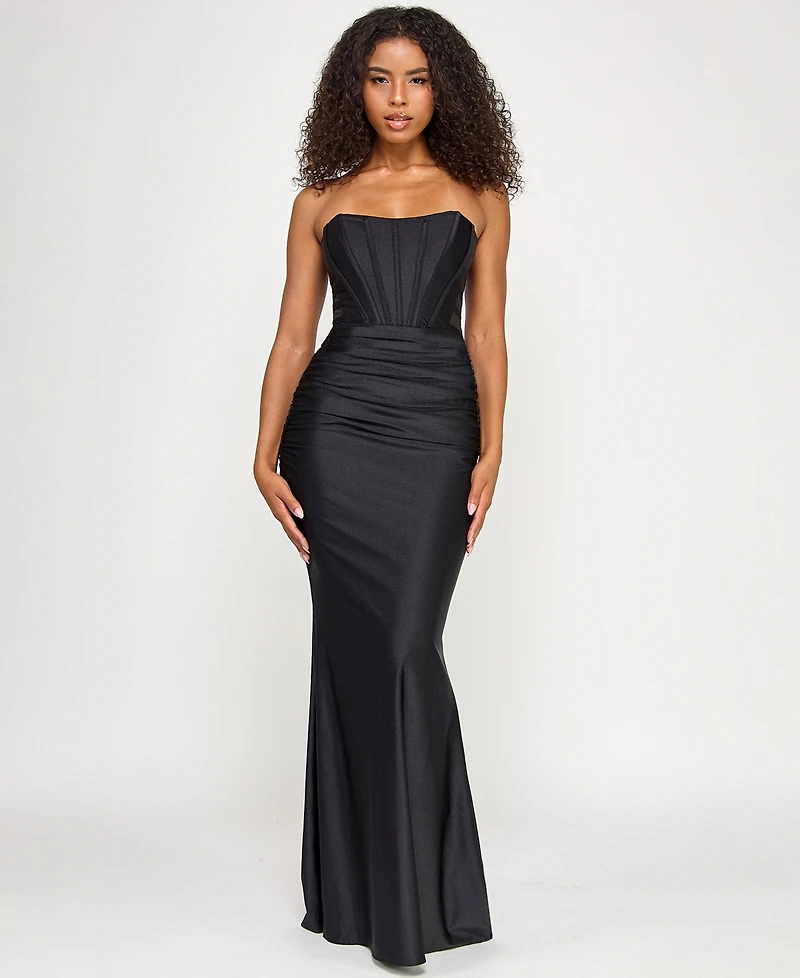 Seni & Cade Juniors' Power Stretch Strapless Gown