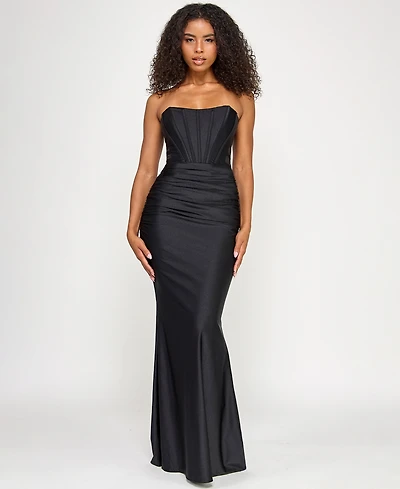 Seni & Cade Juniors' Power Stretch Strapless Gown