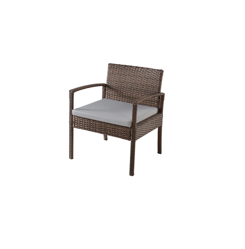 Jiallo Conversation Set. Dark Brown Wicker With Beige Fabric