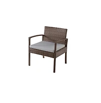Jiallo Conversation Set. Dark Brown Wicker With Beige Fabric