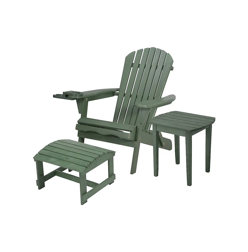 Jiallo Foldable Adirondack Chair With Cup Holder Bristro Set With Ottoman