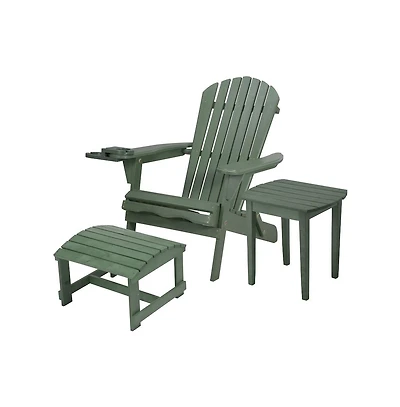 Jiallo Foldable Adirondack Chair With Cup Holder Bristro Set With Ottoman