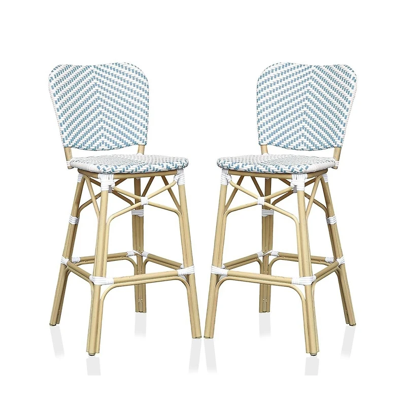 Enitial Star Adino Aluminum Woven Seat Patio Bar Chair (Set of 2