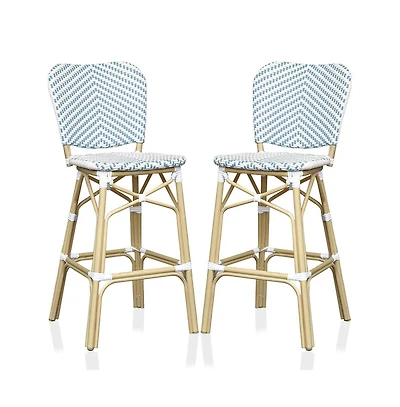 Enitial Star Adino Aluminum Woven Seat Patio Bar Chair (Set of 2