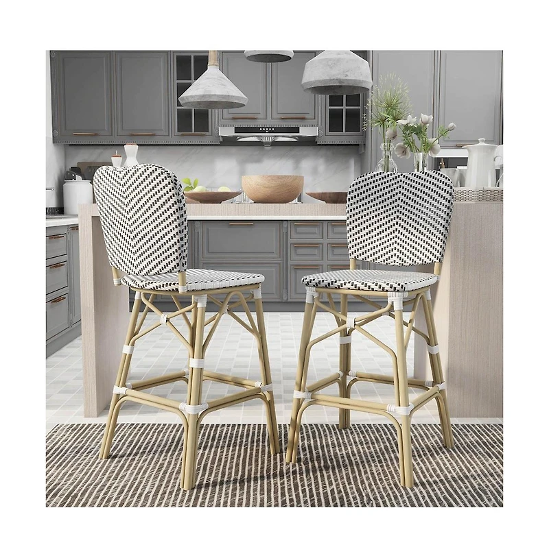 Enitial Star Adino Aluminum Woven Seat Patio Bar Chair (Set of 2