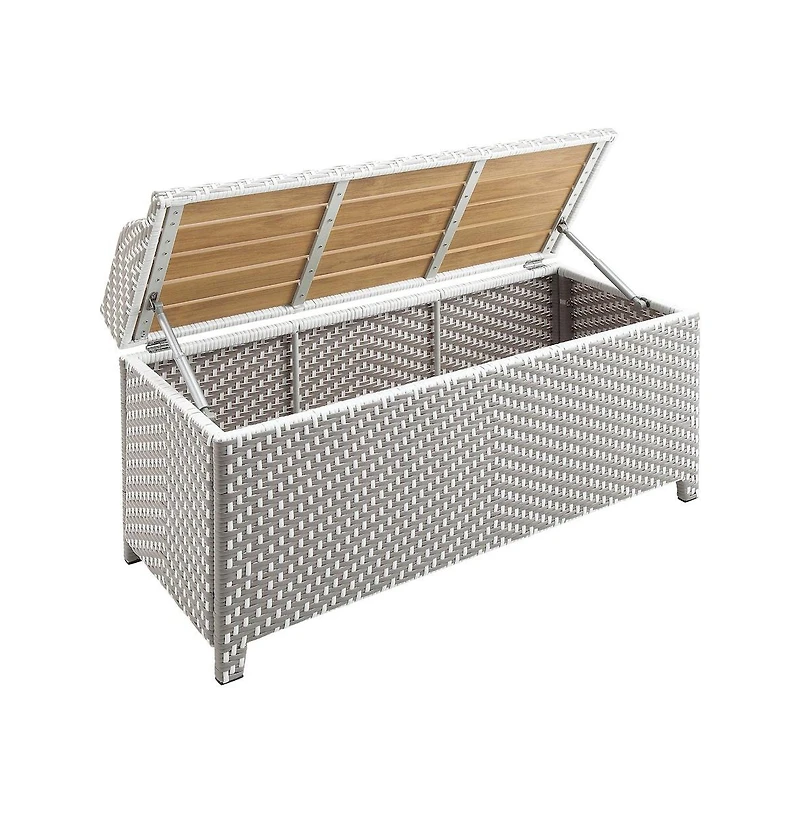 Enitial Star Azur Poolside Outdoor Wicker Metal Storage Bench