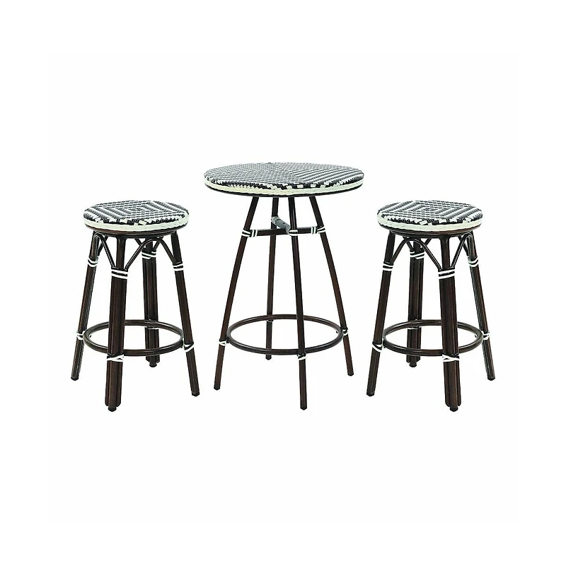Enitial Star Saginaw Aluminum 3-Piece Patio Dining Table Set in Brown