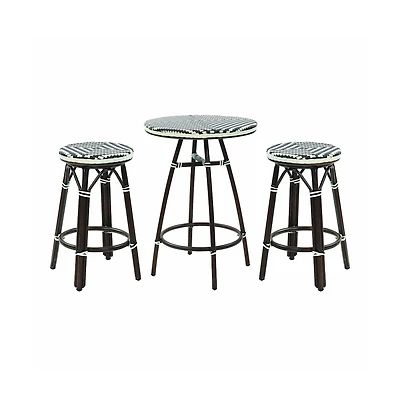 Enitial Star Saginaw Aluminum 3-Piece Patio Dining Table Set in Brown
