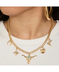 Jessica Simpson Western Charm Necklace in Gold-Tone with Turquoise Accent