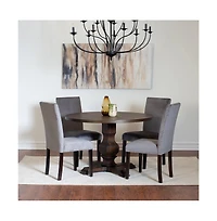 Roundhill Furniture Fordsville 5-Pc Dining Set, Pedestal Round Table with 4 Stylish Chairs, Gray