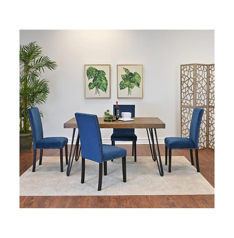 Roundhill Furniture Ashzo 5-Pc Dining Set, Hairpin Dining Table with 4 Chairs