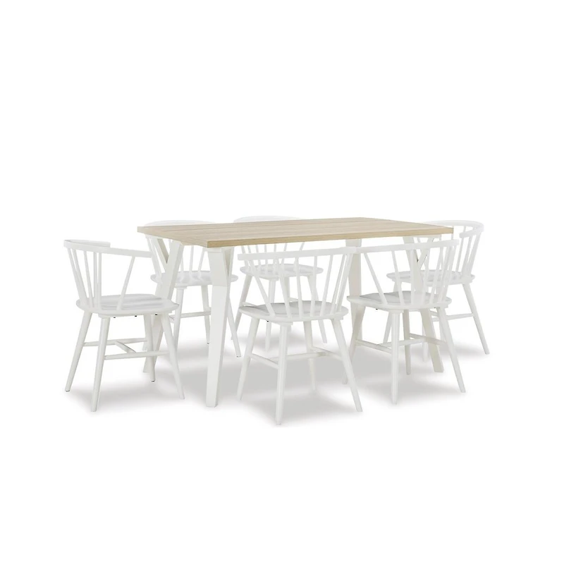 Roundhill Furniture Alwynn White and Natural Wood -Pc Dining Set
