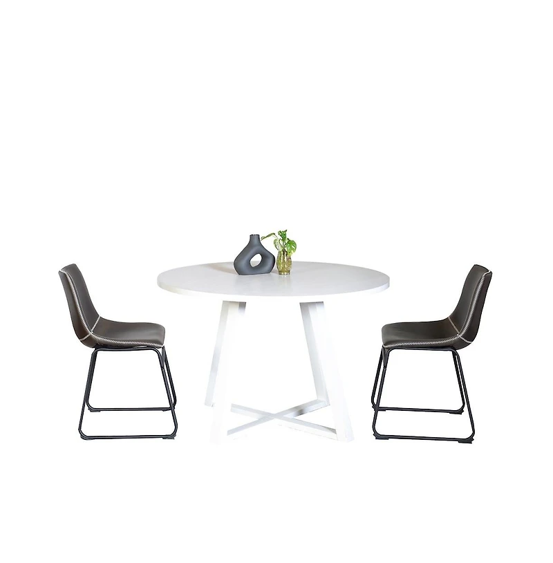 Roundhill Furniture Varna -Pc Round Dining Set, Trestle Dining Table with Chairs