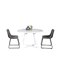 Roundhill Furniture Varna -Pc Round Dining Set, Trestle Dining Table with Chairs