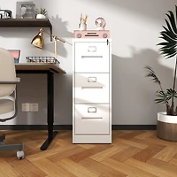 3 Drawer File Cabinet with Lock Metal Vertical File Cabinet Office Home, A4 Legal/Letter Size Narrow File Cabinet Locked