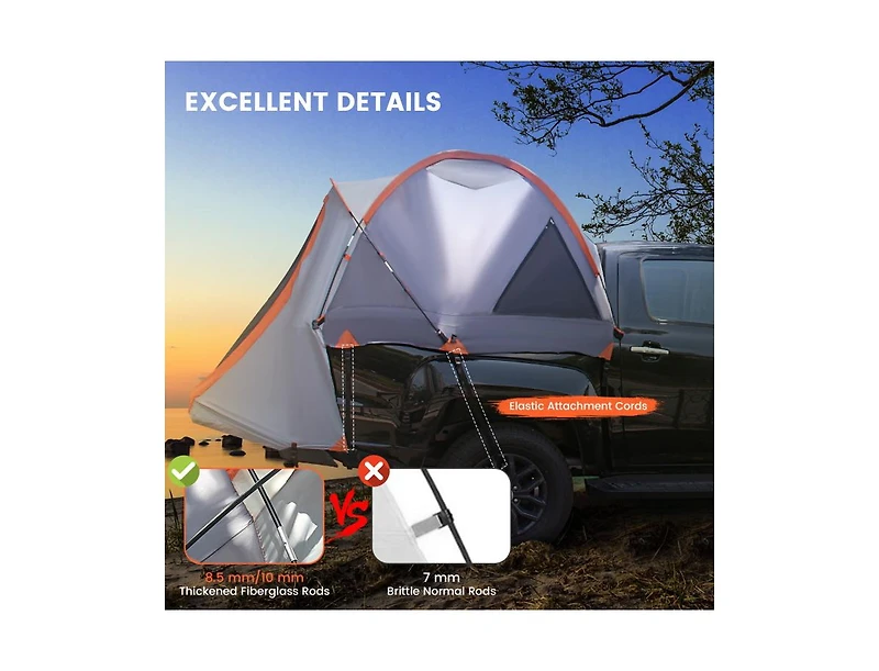 Akiudex Pickup Truck Tent for 5 to 6.7 ft Beds with Top Cover and Carry Bag