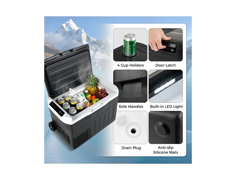 Akiudex 12v car refrigerator 42qt with touch panel and removable divider