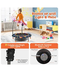 Akiudex Kids Mini Trampoline with Music Lights Handle and Bluetooth Speaker