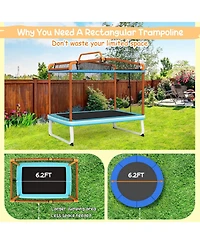 Akiudex 3-in-1 Kids Rectangular Trampoline with Swing and Horizontal Bar