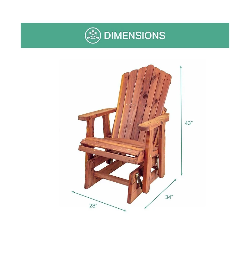 American Furniture Classics Cedar Adirondack Glider W Gliding Ottoman