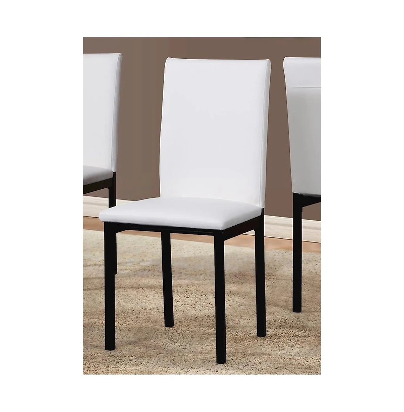Roundhill Furniture Citico 5-Pc Dinette Set with Faux Marble Top, White Table with White Chairs