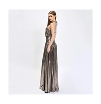 Bariano Women's Aisha Ruched High Neck Gown