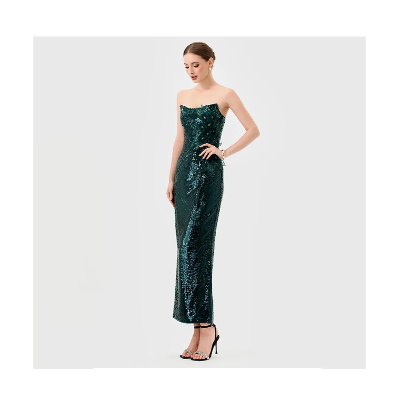 Bariano Edith Scoop Strapless Midaxi