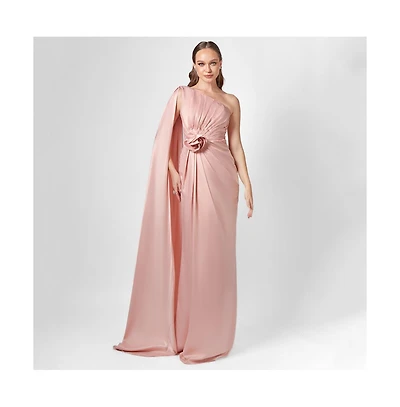 Bariano Justine One Shoulder Cape Gown