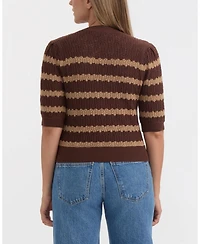Ellen Tracy Women's Short Sleeve Crochet Cardigan