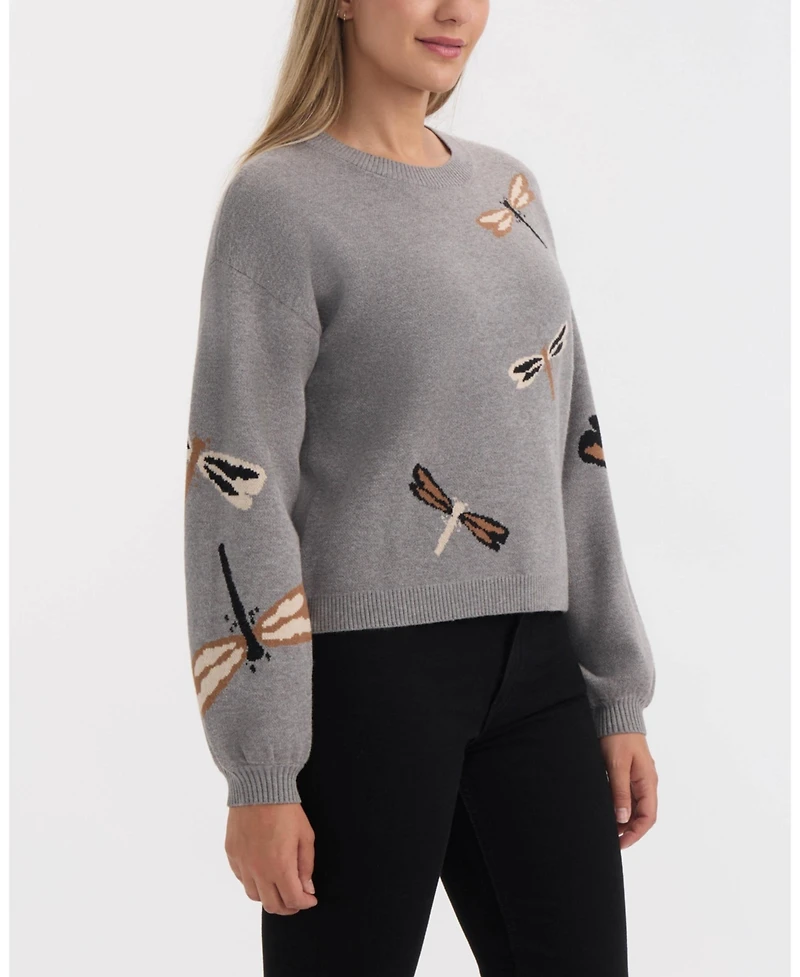 Ellen Tracy Women's Jacquard Balloon Sleeve Pullover