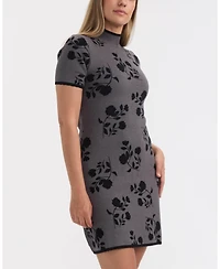 Ellen Tracy Women's Floral Short Sleeve Sweater Dress