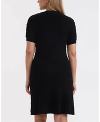 Ellen Tracy Women's Dropped Waist Sweater Dress with Placket